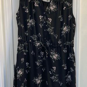 Denver Hayes Size XL Black Floral Sleeveless V Neck Dress NWOT